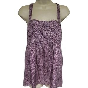 J. Crew Silk Purple Floral Cami Top Sleeveless Blouse Summer Casual Cute Size 4‎